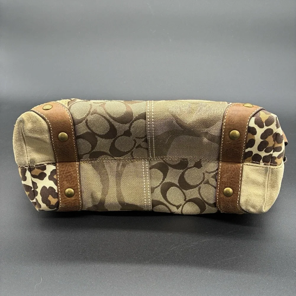 Coach Carly 10814 Y2K Patchwork Signature Hobo Shoulder Bag Brown‎ Tan Canvas